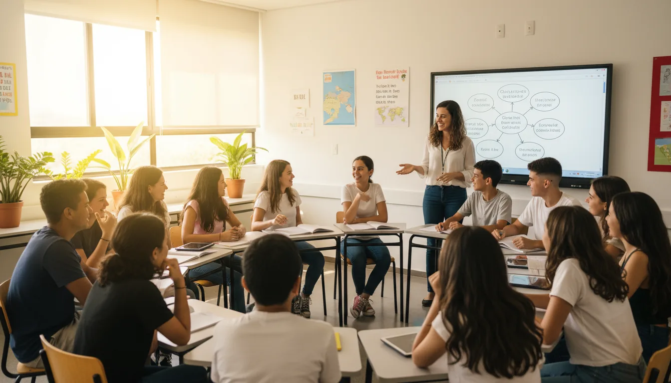 Aula do programa bilíngue do Colégio Campos Salles